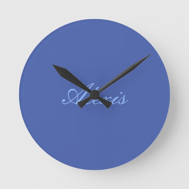 Reloj Redondo Mediano Script de caligrafía de nombre sencillo azul senci (Anverso)