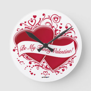 Reloj Redondo Mediano ¡Sé Mi Divertido San Valentín! Corazones rojos