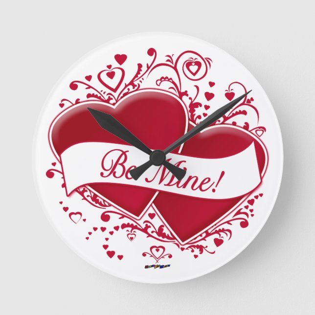 Reloj Redondo Mediano ¡Sé Mío! Corazones rojos (Anverso)