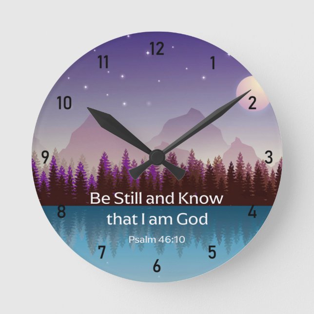 Reloj Redondo Mediano Sé y sé que soy Dios salva la Biblia Verso (Anverso)