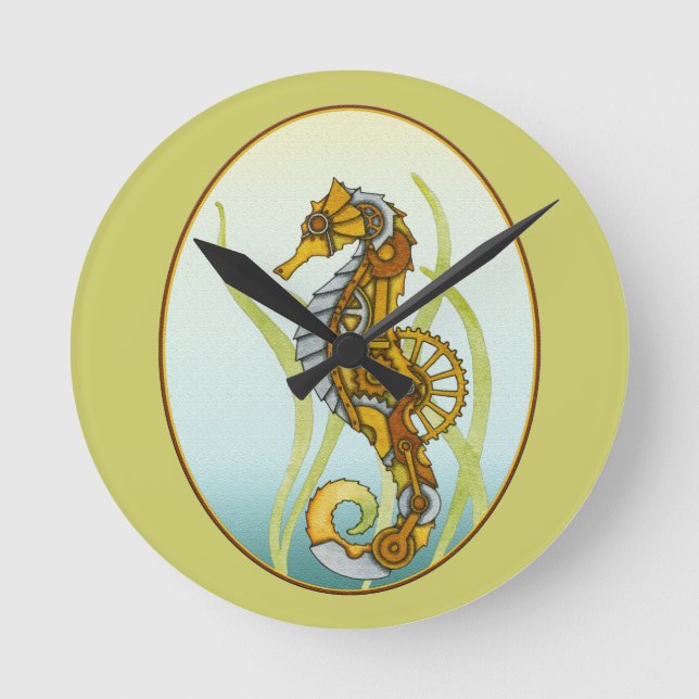 Reloj Redondo Mediano Seahorse de Steampunk (Anverso)