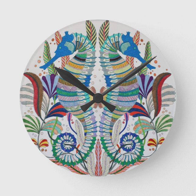 Reloj Redondo Mediano Seahorses Acrylic Wall Clock (Anverso)