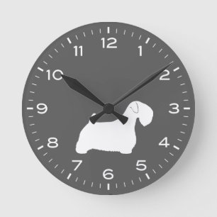 Reloj Redondo Mediano Sealyham Terrier Dog Rama Silhouette