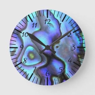 Reloj Redondo Mediano Seashell colorido del olmo, naturaleza hermosa