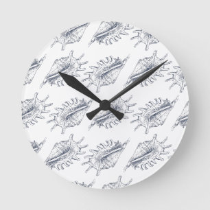 Reloj Redondo Mediano Seashell elegant seamless pattern throw pillow