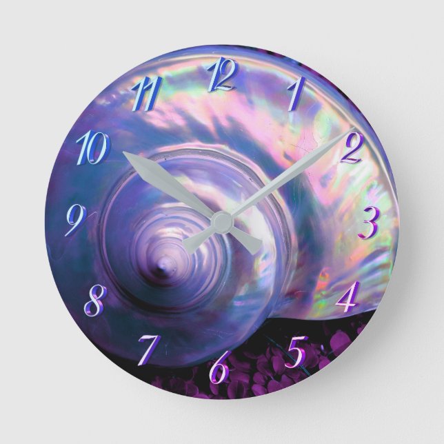 Reloj Redondo Mediano Seashell tropical opalescente madre de aspecto per (Anverso)