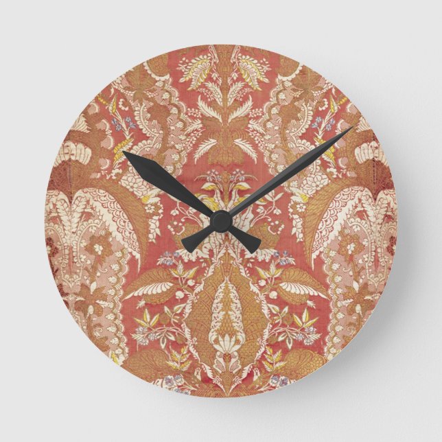Reloj Redondo Mediano Seda con estampado de encaje, francés, c.1720 (Anverso)