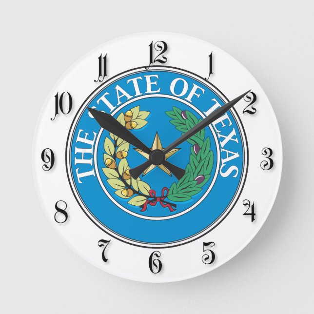 Reloj Redondo Mediano Sello de Estado de Texas (Anverso)