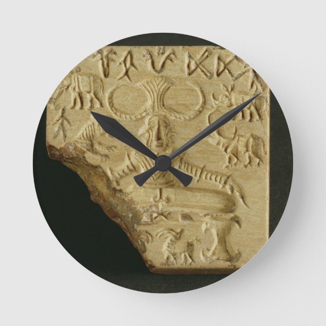 Reloj Redondo Mediano Sello de Pasupati de la esteatita, Mohenjodaro, (Anverso)