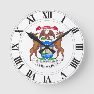 Reloj Redondo Mediano Sello del estado de Michigan