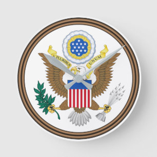 Reloj Redondo Mediano Sello Patriótico de los Estados Unidos