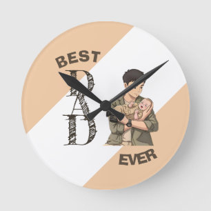 Reloj Redondo Mediano Sencillo Primer Día del Padre Estilo Anime