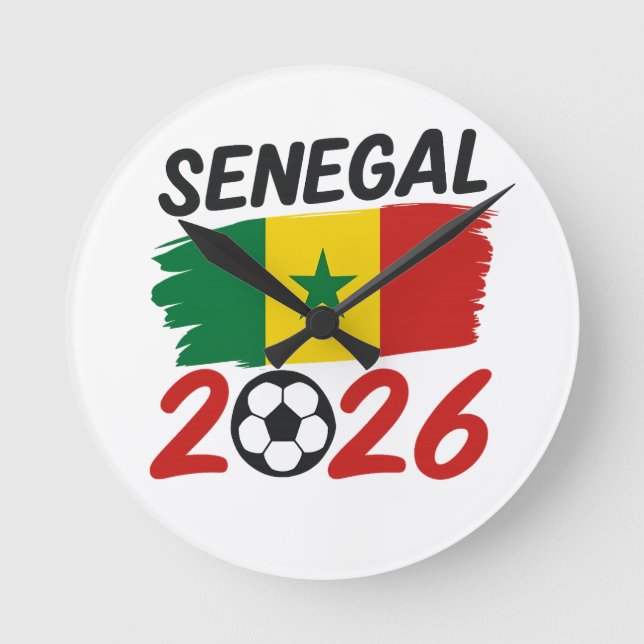 Reloj Redondo Mediano Senegal 2026 Soccer Fan Design with Star Football (Anverso)
