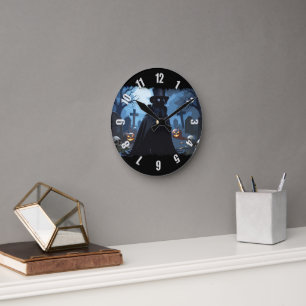 Reloj Redondo Mediano Señor Cuervo - Diseño Gótico de Halloween