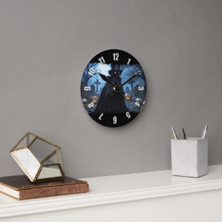 Reloj Redondo Mediano Señor Cuervo - Diseño Gótico de Halloween