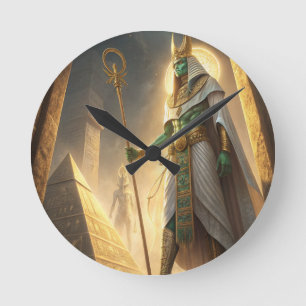 Reloj Redondo Mediano Señor Osiris de la Eternidad Dios Egipcio del Rena