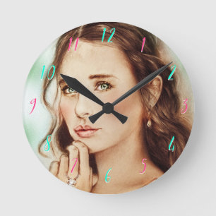 Reloj Redondo Mediano Señora elegante bonita Round Clock, arte del