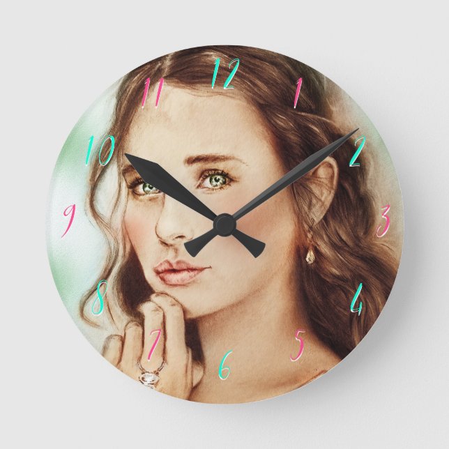 Reloj Redondo Mediano Señora elegante bonita Round Clock, arte del (Anverso)