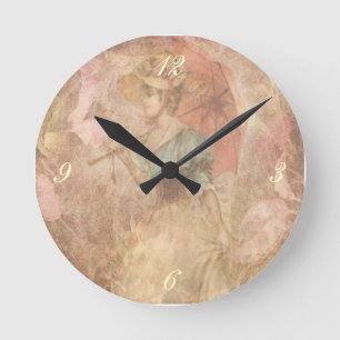 Reloj Redondo Mediano Señora Print Clock del Victorian del vintage