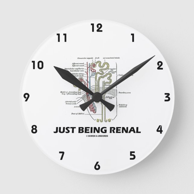 Reloj Redondo Mediano Ser Renal (Humor Renal Nefro Riñón) (Anverso)