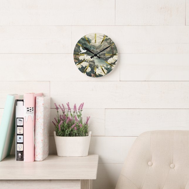 Reloj Redondo Mediano Serene Tranquilidad tema japonés (Sala de lectura)