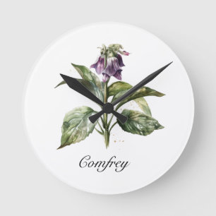 Reloj Redondo Mediano Serene Watercolor Comfrey, personalizado