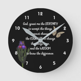 Reloj Redondo Mediano Serenity Prayer Flower Butfly Inspirador  