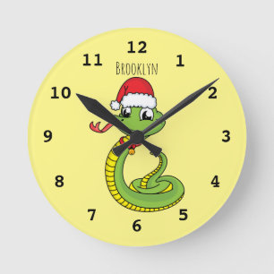 Reloj Redondo Mediano Serpiente verde suave con personalizado de sombrer