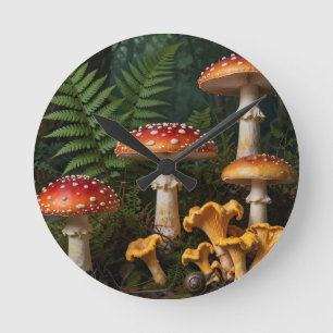 Reloj Redondo Mediano Setas Amanita Moscaria Bosque Botánico