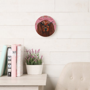 Reloj Redondo Mediano Setter Irlandés Rojo