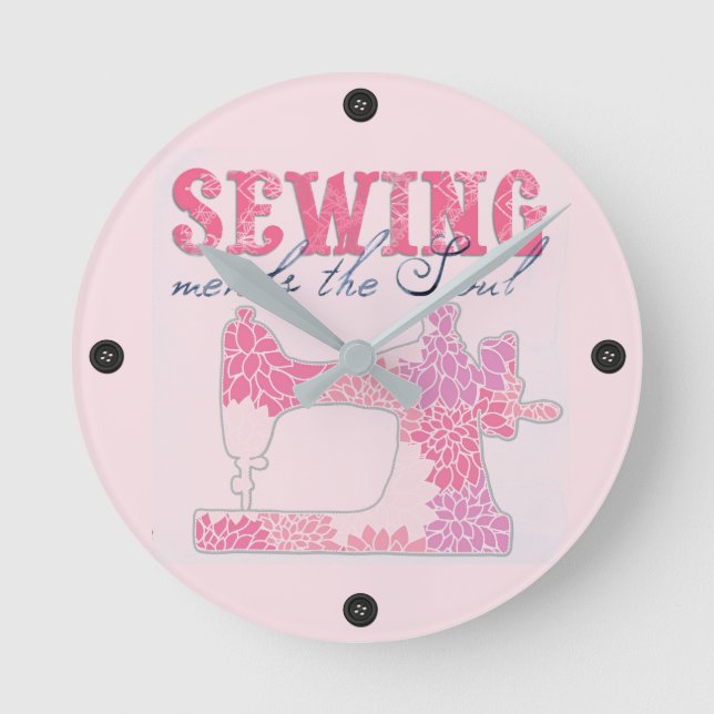 Reloj Redondo Mediano Sewing Mends the Soul (Anverso)