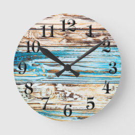 Reloj Redondo Mediano Shabby Chic Beach Weathered Boards Ocean Clock