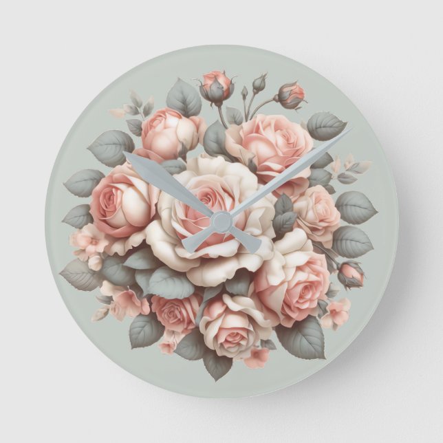 Reloj Redondo Mediano Shabby Chic Rosa Delight (Anverso)