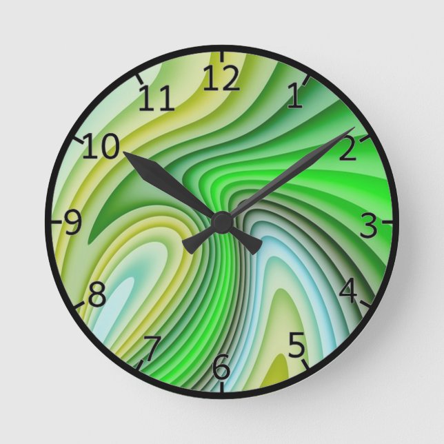 Reloj Redondo Mediano Shades Of Green Waves (Anverso)