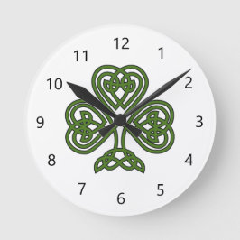 Reloj Redondo Mediano Shamrock celta - Día de St Patricks