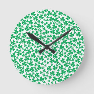 Reloj Redondo Mediano Shamrock para el Día de San Patricio