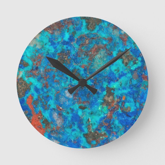 Reloj Redondo Mediano Shattuckite con estampado azul (Anverso)