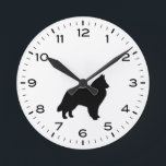 Reloj Redondo Mediano Sheepdog Belga Pastor Perro Belga Silhouette<br><div class="desc">Un divertido reloj de pared de Sheepdog belga para la casa o la oficina. Hace un regalo original. Descubra el Doodle World de Jenn para ver relojes más decorativos y la decoración de casa con temática de Pastor Belga.</div>