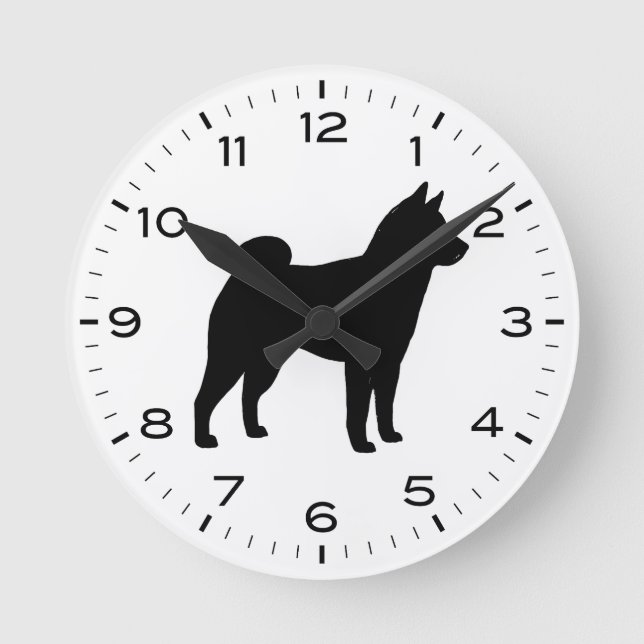 Reloj Redondo Mediano Shiba Inu Perro Rama Silhouette (Anverso)