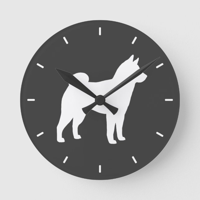 Reloj Redondo Mediano Shiba Inu Silhouette (Anverso)
