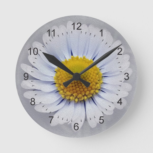 Reloj Redondo Mediano shining white daisy (Anverso)