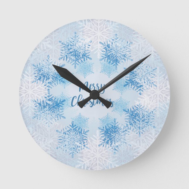 Reloj Redondo Mediano SHOW FLAKES PATTERN Merry Christmas (Anverso)