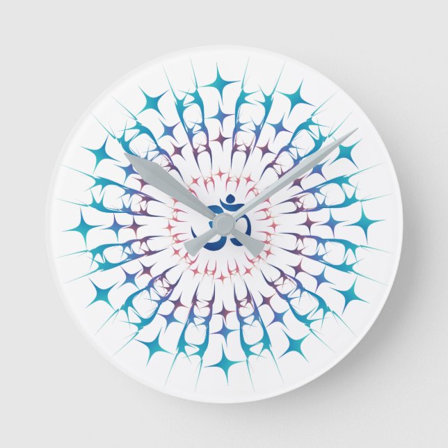 Reloj Redondo Mediano Shri Yantra o Sri Chakra - energía que brilla (Anverso)