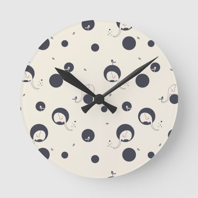 Reloj Redondo Mediano Shy Elephant Pattern (Anverso)