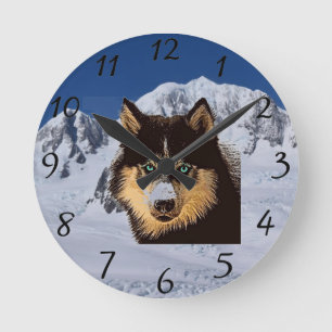 Reloj Redondo Mediano Siberian Husky Clock