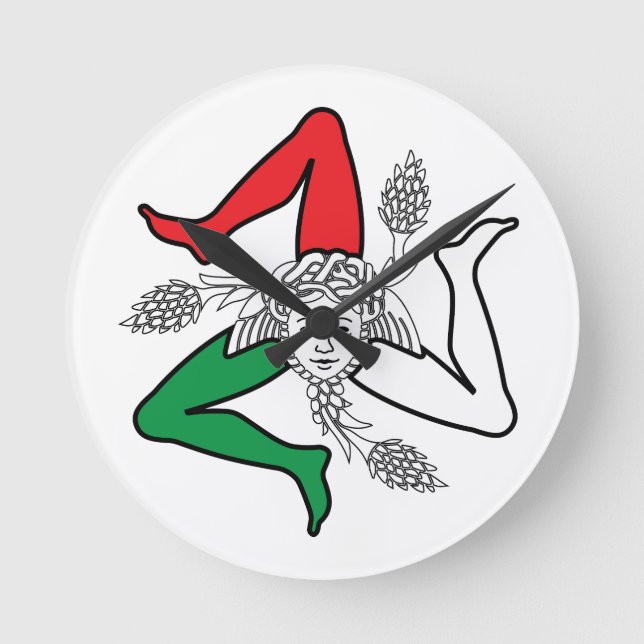 Reloj Redondo Mediano Sicilian Trinacria Medusa Design (Anverso)