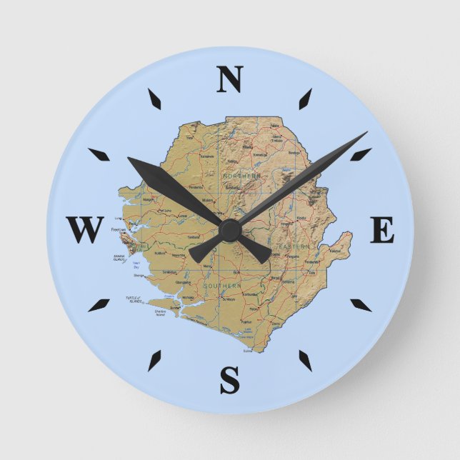 Reloj Redondo Mediano Sierra Leone Map Clock (Anverso)