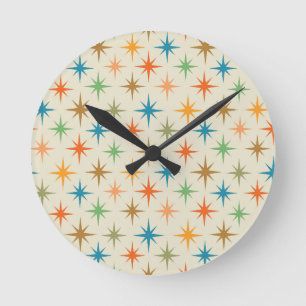 Reloj Redondo Mediano Siglo medio de siglo Moderno colorido Starburst at
