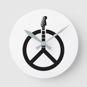 Reloj Redondo Mediano Signo de Paz de la Guitarra