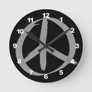 Reloj Redondo Mediano Signo de paz gris